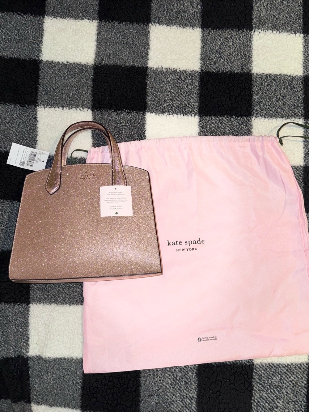kate spade Glitter Mini Satchel in Rose Gold